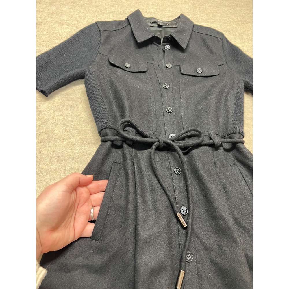 BOSS Hugo Boss Black Collared Belted Shirt Dress Short Sleeve Womens Size XS (2) - Picture 5 of 9